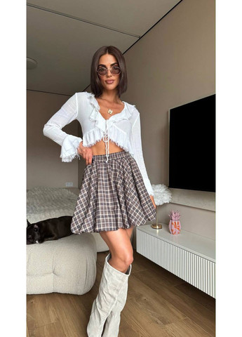 Коричневая повседневная, кэжуал юбка в клетку с подкладкой Україна