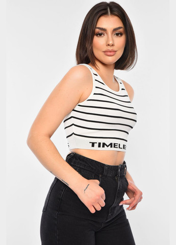 Топ-майка у рубчик жіноча білого кольору Let's Shop — 312485780