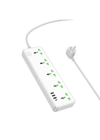 Мережевий подовжувач Talento 5-position socket(1C3A) (1,5 m) White (6942007607148) Hoco AC13A (357471966)