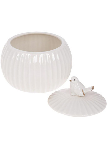 Банка порцелянова "Пташка" 500мл з об'ємним декором, білий глянець Bona (365248194)