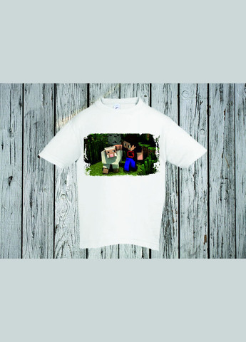 Біла демісезонна футболка youstyle майнкрафт 0274 Gildan