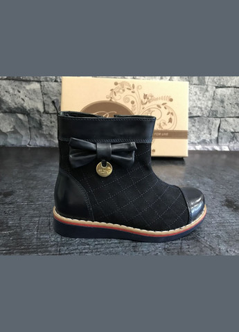 Синие повседневные осенние ботинки в комбинации натуральной замши и кожи. Bistfor