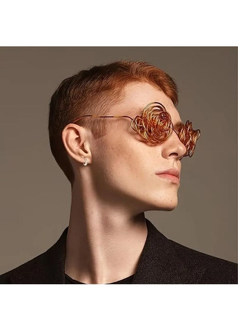 Сережки кільця золотисті з нержавіючої сталі з білим кубічним цирконієм 9 мм AurumLux008 Liresmina Jewelry (357211943)