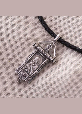 Срібна ладанка Божа Матір з чорнінням 13602 Oniks (264648230)