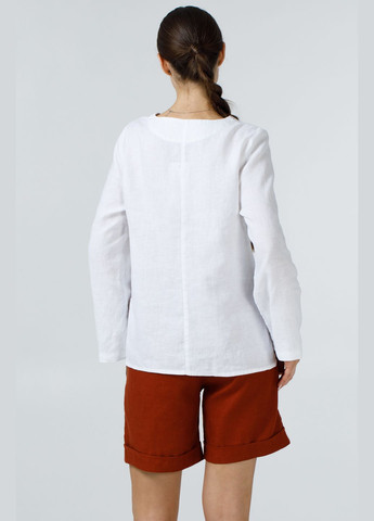 Біла вишиванка. довга вільна жіноча блуза з льону з квітковою вишивкою та трикутним вирізом вірляна., р., код 9474/40/1621 ГАЛЕРЕЯ ЛЬОНУ