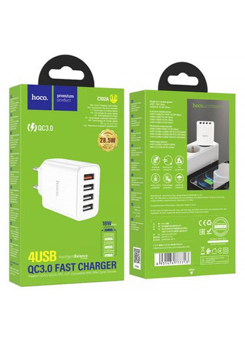 Зарядний пристрій 4 спідниці порту C102A Fuerza 4 USB 28.5W QC3.0 Hoco (279553611)