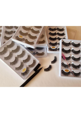 5 пар ресниц + маркер для надевания. Кукольные 6D Мега объем накладные многоразовые, макияж, наращивание Magnetic Lashes (366668512)