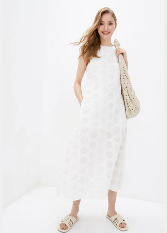 Білий кежуал довга сукня білого кольору в прозорий горошок. ORA однотонна