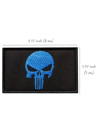 Набор шевронов 2 шт. с липучкой PUNISHER Череп Каратель синий, вышитый патч 5х8 см IDEIA (306459412)
