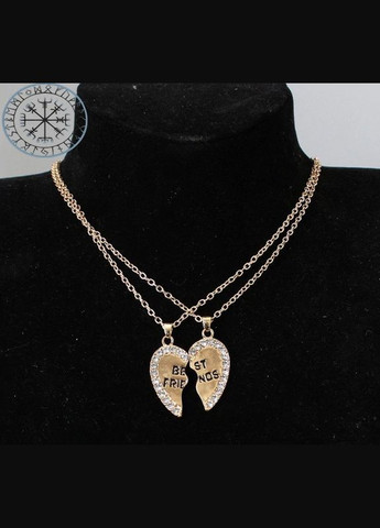 Парні підвіски BEST FRIENDS кращі друзі кулони дві половинки серця зі стразами No Brand (339869710)