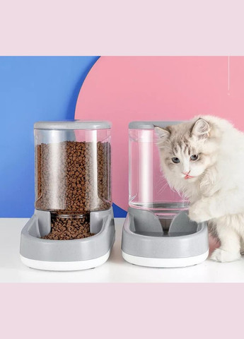 Кормушка и поилка для кошек и собак 2 x 3.5L, комплект Серый Hoopet (299915291)