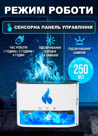 Ультразвуковий зволожувачем повітря Docsal Flame, Aroma Diffuser 9034 соляна лампа з імітацією полум'я 4 кольори нічника БІлий VTech (331886010)