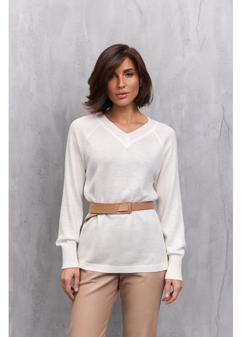 Молочный джемпер с v вырезом 2712 молочный Triko Bakh