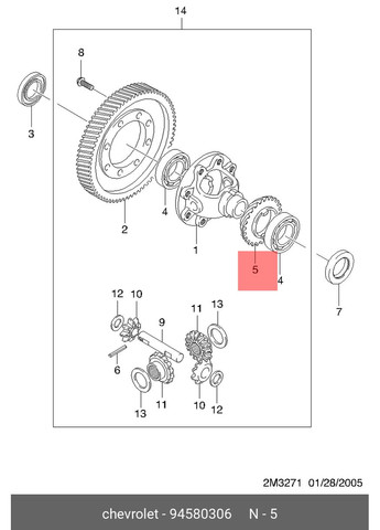 Шестерня привода спідометра Aveo/Matis/Spark, Ø78мм, 18 зубців, GM 94580306 Chevrolet (354740372)