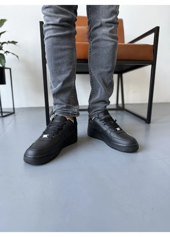 Черные демисезонные кроссовки мужские nike air force 1 low cactus plant flea black найк аир форс 1 черные No Brand