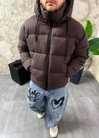 Коричнева зимня куртка зимова drapp осінь зима 2025 структурна плащівка No Brand