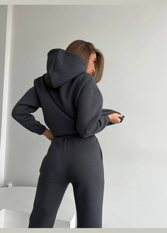 Графітовий костюм двійка з турецької тринитки на флісі, м'який та приємний до тіла для комфортного повсякденного образу. No Brand 647 (316714835)