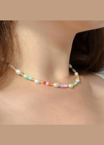 Чокер натуральный камень речной Жемчуг и Перламутр разноцветный фур-ра гип-н лимон золото d-4х8мм+- L-40-45см No Brand жемчуг (пресноводный), перламутр латунь золото (303140313)