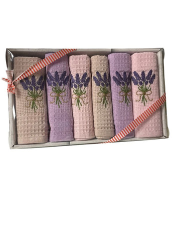 Набор 6 вафельных полотенец кухонные 40х60 см LAVENDER разноцветный TC303375781 TURComFor комбинированный