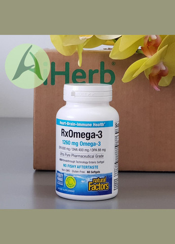 Омега 3, риб'ячий жир, RxOmega-3, 630 мг, 60 капсул Natural Factors (330754049)