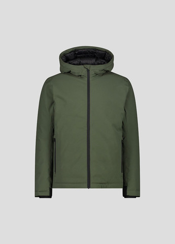 Зеленая зимняя мужская темно-зеленая куртка на синтепоне man jacket fix hood CMP