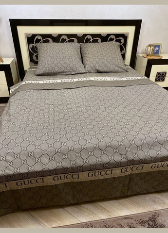 Постільна білизна бавовняна Гучі Євро Простирадло на гумці 160x200х20 Бязь Бронза 70 х 70 No Brand (322846796)
