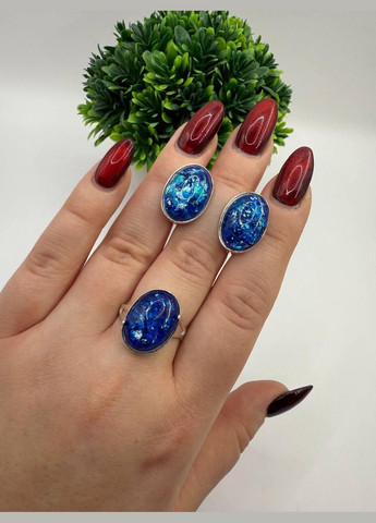 Набір прикрас Ідеал срібний 925 проба комплект каблучка і сережки, можливі варіанти каміння. No Brand (328264013)