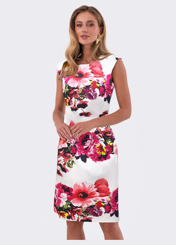Білий прилягаюча сукня в квітковий принт біла Dressa