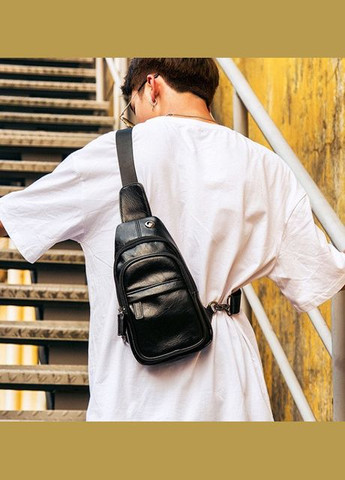 Мужская сумка бананка черная экокожа Черный No Brand (301212207)