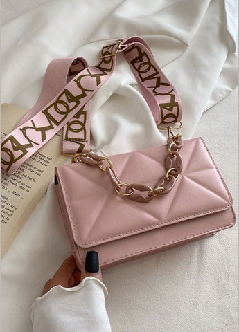 Жіноча класична сумка 10277 на ремінці рожева No Brand (281420526)