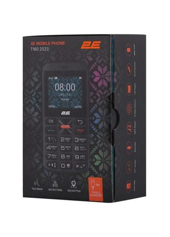 Мобільний телефон (бабушкофон) T180 MAX Black (688130251051) 2E (330029925)