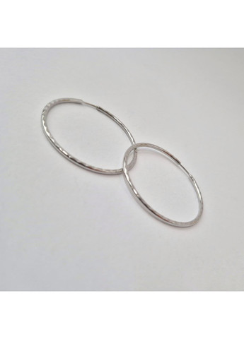 Срібні сережки кільця Конго з насічками 35 мм срібло 925 проби Родоване 003/3.5 2.24г Nobrand (366339875)