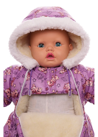 Чоловічок на хутрі для дівчинки без логотипу з принтом зайчиків фіолетовий 74 см (51188) BABYKROHA (297199677)