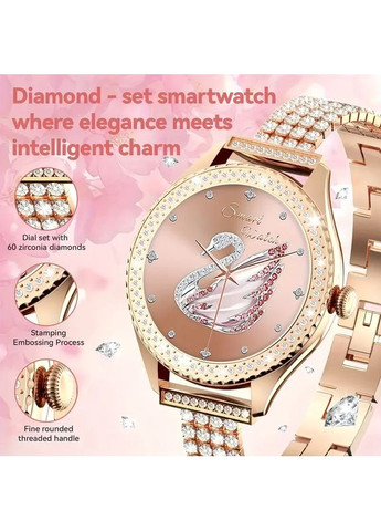 Смарт-годинник з камінням Luxury Crystal, моніторингом пульсу та сну, українською мовою та двома ремінцями Smart (355796591)