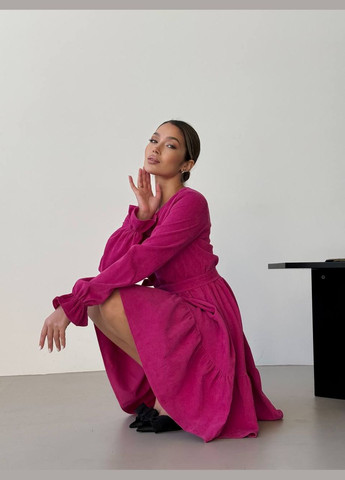 Малинова кежуал сукня з вельвету No Brand однотонна