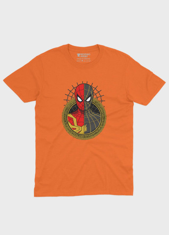 Оранжевая демисезонная футболка для мальчика с принтом супергероя - человек-паук (ts001-1-ora-006-014-080-b) Modno
