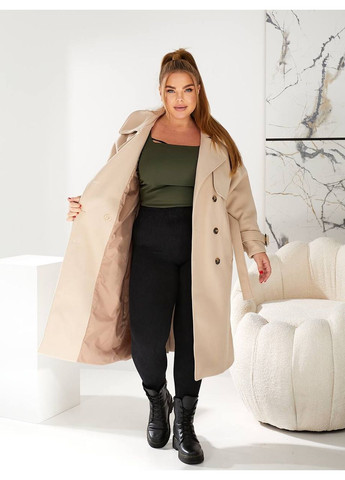 Молочне демісезонне Пальто жіноче кашемірове довге двобортне демісезон двобортне No Brand