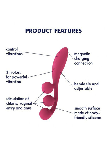 Універсальний вібратор Tri Ball 1, 3 мотори, гнеться Satisfyer (316163617)