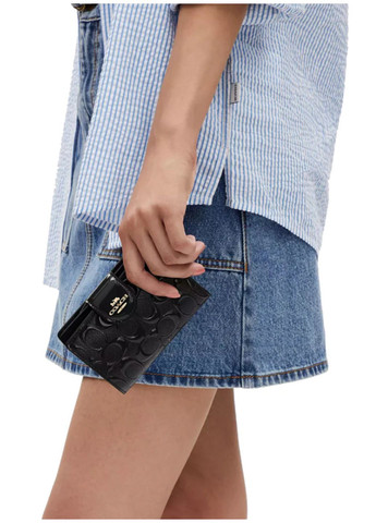 Кошелек Coach Medium Corner Zip Wallet In Signature Leather in Black CV414 (331861479)