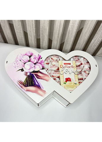 Подарочный бокс в деревянной коробке в форме двойного сердца с надписью Love No Brand (355802004)