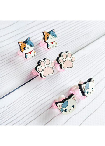 Комплект сережек клипс Детский набор (котик, лапки, кошечка) CASE CONTROL (355392057)