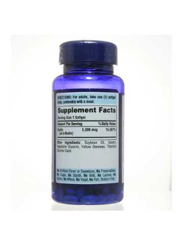 Биотин, Biotin 5000 mcg, 60 капсул Puritans Pride (366547781)