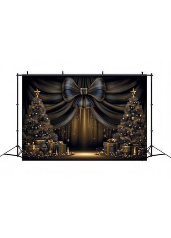 Новорічний банер Чорне золото з ялинками і бантом – №46506 Vinylpex (369930287)