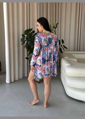 Білий літній стильний купальник трійка з тунікою роздільний Vakko