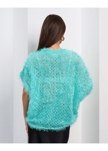 М'ятний демісезонний светр-травка з короткими рукавами ISSA PLUS