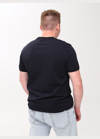 Темно-синя футболка чоловіча темно-синя однотонна великі розміри з коротким рукавом Jean Piere Вільна