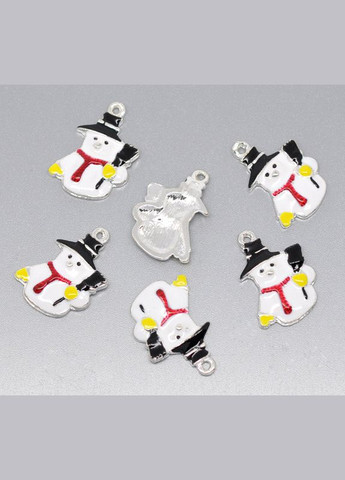 Підвіски металеві Кулон сніговик Сріблястий різнокольорова емаль 24 мм х 17 мм Finding (338434423)