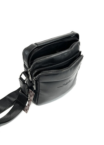 Чоловіча сумка з еко-шкіри PU6660-2 чорна 22х19х8 No Brand (372744659)