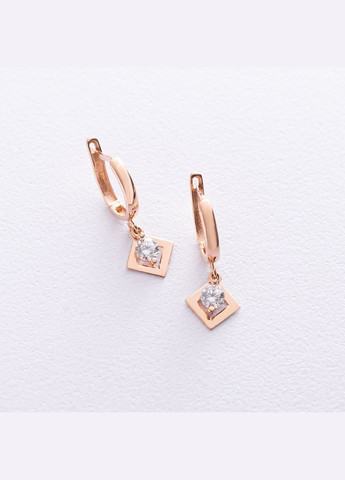 Золотые серьги Ромбики с фианитами с07021 Oniks (264023965)