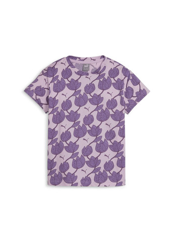 Пурпурная демисезонная детская футболка ess+ blossom youth tee Puma